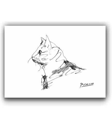 Amazon.co.jp: ピカソ 猫 デッサン 絵画 ポスター キャンバス 壁アート
