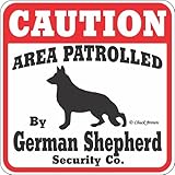 CAUTION AREA PATROLLED By German Shepherd Security Co. サインボード：ジャーマンシェパード [並行輸入品]