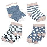 かわいい ベビーソックス 4足セット 6〜12ヶ月 薄手タイプ ブルー(男の子) 赤ちゃん靴下 [並行輸入品]