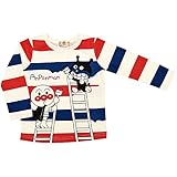 2017年 春物 アンパンマン 天竺 ボーダーペンキ柄 長袖Tシャツ ANPANMAN レッド-ブルー◇95cm