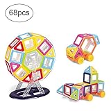 camande 68 Pieces Mini Magnetic Building Blocksおもちゃセット、教育マグネットタイルレンガConstruction Stacking Toy for Ki
