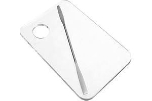 YINKE デザインパレット ネイルアートパレット 透明 15x10CM ステンレス製 スパチュラ付き Diyアートペインティングパレット