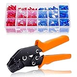 SILIVN 圧着ペンチ ワイヤーストリッパー 0.5-2.5mm2調整可能 フェルール 圧着工具 ラチェット機能 フェルール端子付き(450個入り)