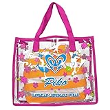 アスナロ（バッグ） トートバッグ 子供 女の子 プールバッグ ボーダー柄巾着付きF ピンク-オレンジ