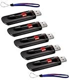 SanDisk Cruzer Glide 64GB (5 Pack) USB 2.0 Flash Drive SDCZ60-064G-B35 - With (2) Everything But Stromboli (tm) Lanyard