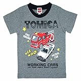 トミカ 半袖Tシャツ 子供 パトカー 消防車 ミキサー車 はたらくくるま TOMICA コスパ fo-ht05 120 グレー