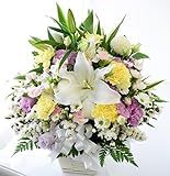 花由 お供え生花アレンジメント ユリ入りＭサイズ アレンジミックス マケプレプライム便 ＜冷蔵便でお届け＞