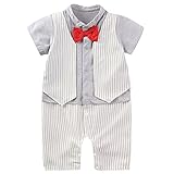 VIYOR ベビー服 スーツ チェック柄 ロンパース 男の子スーツ 半袖 結婚式 出産祝い 記念日 ホワイト 95