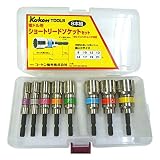コーケン 1/4(6.35mm)H ショートリードソケット 8ヶ組セット 建築工具 BD014SN-8M (BD014SN)