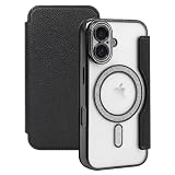 ZENIX DESIGN TECH iPhone17 用 ケース MagSafe対応 手帳型 スマホケース くすみカラー カード収納付き キラキラ 耐衝撃 ZX-Mageflip (ブラック, iphone_17)