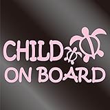 nc-smile ハワイアン CHILD ON BOARD ホヌ ステッカー サーモンピンク