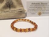 Baltic Amber Teething Bracelet 5.5 - 6 Inches Stretch for Babies - Unpolished Raw Lemon Cognac Mixed