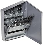 Chicago Latrobe 150 Series High-Speed Steel Jobber Length Drill Bit Set with Metal Case, Black Oxide