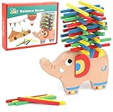 Baby Wooden Elephant Balancing玩具、教育Stacking BlocksバーゲームBuildingセット