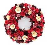 [XPデザイン] クリスマス フラワー リース ガーデニング インテリア オーナメント デコレーション (レッド・ホワイトシャイニーアップル E 35cm)
