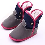ELee Baby Toddler Boys Girls Anti-Slip Soft Sole PU Coating Plush Lining Snow Boots Prewalker (7-12 