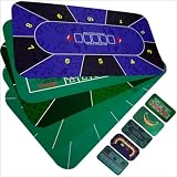 VeroMan ポーカー マット テキサスホールデム プレイマット カジノ ゲーム ポーカーチップ ディーラー 本格 滑り止め 収納袋付き (240×120cm, ブルー)