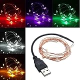 2 m 20 LED USB銅線LED文字列フェアリーライトクリスマスクリスマスパーティーデコレーションランダム:カラー)