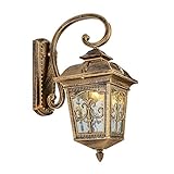 YJH+ レトロウォータープルーフウォールランプ、屋外ウォールランプガーデンライト防水ライト防塵ガラスウォールライトヴィラバルコニー階段ウォールランプキャストアルミドア外付けライトシングルヘッドE27