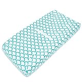 TL Care Heavenly Soft Chenille Fitted Contoured Changing Pad Cover, Aqua Sea Wave by TL Care