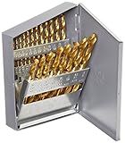 Chicago Latrobe 2550 Series Cobalt Steel Jobber Length Drill Bit Set With Metal Case, TiN Coated, 13
