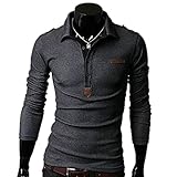 SHEYA ポロシャツ メンズ Tシャツ カットソー 長袖 ロンT エポレット ゴルフウェア トップス カジュアル コーデ 春 秋 メンズ ファッション 黑