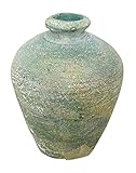 azi-azi ハンドメイド 小さなテラコッタ ミニチュア壷 D 花瓶 グリーン AT-162