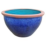 22.5号 大きな睡蓮鉢 大型 中深 生子釉 陶器 水辺のビオトーブ 4663Bu-22.5