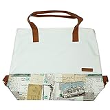 日用品 トートバッグ 関連商品 たくさん入ってオシャレなキャンバストートバッグ プリント切替 マザーズバッグ 1013