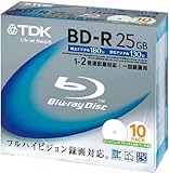 TDK 録画用ブルーレイディスク BD-R 25GB 2倍速対応 ホワイトワイドプリンタブル 10枚パック BRV25PWA10K