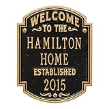 Personalized Welcome to Our Houseカスタムインドア/アウトドアアルミ壁プラーク – ブラック/ゴールド