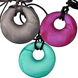 MyBoo Autism Sensory Chewable Round Pendant - Set of 3, Violet/Turquoise/Black by MyBoo
