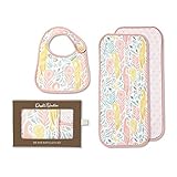 C.R. Gibson Soft Boheme Pink Baby Girl 100% Cotton Bib And Burp Cloth Set [並行輸入品]
