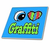 CT _ 106130 Dooni Designs Eye Heart I Love Designs – Bright Eye Heart I Loveグラフィティ – タイル 4-Inch-Cera