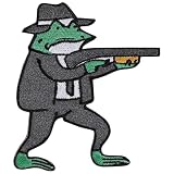 ワッペン屋Dongri ベルクロワッペン マジックテープ 鳥獣戯画 パロディ カエル 浮世絵 サバゲー パッチ 面ファスナー A0270 (ギャング)