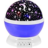 Kbook人気プロジェクタLEDナイトライト、1明るいライトと3 Romanticライト、360度回転Moon Stars and Galaxyプロジェクタ、子供へのギフトに最適大人子供部屋寝室リビン