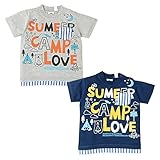 (ネイビー/80cm)ベビー服 男の子 Tシャツ 半袖 スナップボタン バックプリント 切替え 男児 ベビー