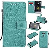 LG G5 ケース 高品質 PU手帳型 耐摩擦 全面保護ケース カード収納 スタンド機能 財布型 LG G5 用 ケース (P1 グリーン)