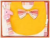 KIKOI お出かけ蝶ネクタイスタイ×キリンラトル×おくるみ ギフトセット KIG2401PINK