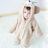 Ltuotu ベビー＆キッズ用 ファション カバーオール ロンパース 着ぐるみ キッズコスチューム 子供 男の子 女の子 パジャマ 防寒着 スウェット (白 90)