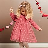 子供服 ベビー服 女の子 長袖ワンピース Aラインドレス 重ねワンピース 二重 シースルー ドット柄 ピンク チュニック インナー 80cm 90cm 100cm 110cm DB3762【dave&