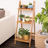 GRJH® 多肉植物フラワーラックソリッドウッドフォールドラダーフラワーラックバンブーランディングマルチレイヤーバルコニーフラワーラック無料設置 防水性と耐久性