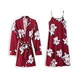 ALUP- 秋と冬 - セクシーなパジャマの寝間着ストラップ綿の長袖のナイトホームサービス ( 色 : 赤 , サイズ さいず : M )