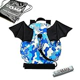 E'Plaza New Bat Walking Safety Harness Reins Toddler Strap Bag Red for Kids Children (blue camouflag