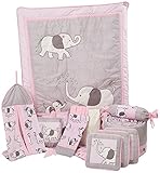Boutique Pink Gray Elephant 13pcs Crib Bedding Sets by GEENNY