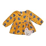 (ラランドリー) laraandlory 秋冬 女の子 長袖ワンピース ハート柄 フォーマル ドレス (80/9-18ヶ月, イエロー)