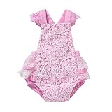 aalizzwellキュート新生児赤ちゃんガールズ用フリル付きバックレスレース夏ロンパースボディスーツドレス カラー: ピンク