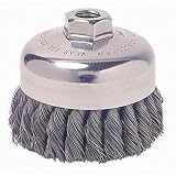 Weiler 804-12886 Single Row Heavy-Duty Standard Twist Knot Wire Cup Brush, 5/8-11 UNC, 0.023' Stainl