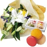 誕生日 お祝い の 花 お 花 と スイーツ おしゃれ ギフト セット 豪華 ユリ イエローバラ 花束 と グラモウディーズ洋菓子詰め合わせ 6個 メッセージカード 還暦祝い 結婚祝い 古希 喜寿 人