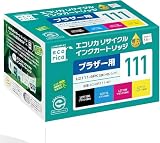 エコリカ ブラザー LC111-4PK対応リサイクルインク 通常容量 4色パック DCP-J552N/J557N/J752N/J757N/J952N/J957N /MFC-J720D/J727D/J820D/J827D/J870N/J877N/J890D/J897D/J980D/J987D 残量表示対応 封筒パッケージ【Amazon.co.jp限定】